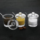 GobekUsa Glass Seasoning Can with Spoon - Spice Jar for Sugar Salt Pepper Powder