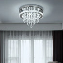 GobekUsa Crystal LED Ceiling Chandelier: Remote Dimming Round Lamp for Luxury Home Decor