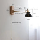 GobekUsa Clear Glass Copper LED Wall Light with Pull Chain Switch & Walnut Wood Canopy