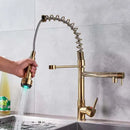 GobekUsa LED Brushed Kitchen Faucet with Pull-Down Spring, Single Handle Swivel Spout