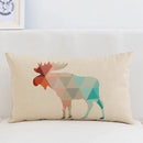 GobekUsa Geometric Elk Design Linen Lumbar Pillow Cover 30X50cm Modern Nordic Home Decor