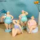 GobekUsa Beach Swimsuit Fat Women Resin Sculpture Desk Ornament Aesthetic Decor