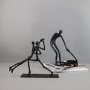 GobekUsa Geometric Couple Cast Iron Figure Sculpture for Home Decor