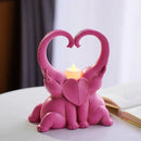 GobekUsa Elephant Couple Resin Candlestick Figurines Decor