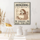 GobekUsa Hedgehog Bath Soap Paws Poster - Funny Bathroom Decor
