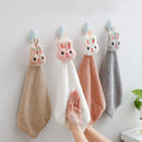 GobekUsa Cartoon Rabbit Coral Fleece Hand Towel: Soft, Absorbent, Quick-Dry Terry Towel
