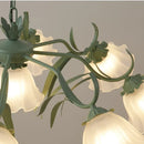 GobekUsa Green Flower Ceiling Chandelier: Elegant Iron Art Pendant Lamp for Living Room, Bedroom, Villa