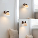 GobekUsa LED Wall Light Fixture Modern Nordic Rotating Reading Lamp White Ceramic Wood