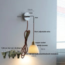 GobekUsa Ash Wood LED Wall Light with Pull Chain Switch, Japanese Style Bedside Lamp