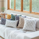 GobekUsa Cotton Diamond Cushion Cover in Mustard Orange Beige for Living Room Sofa Bed