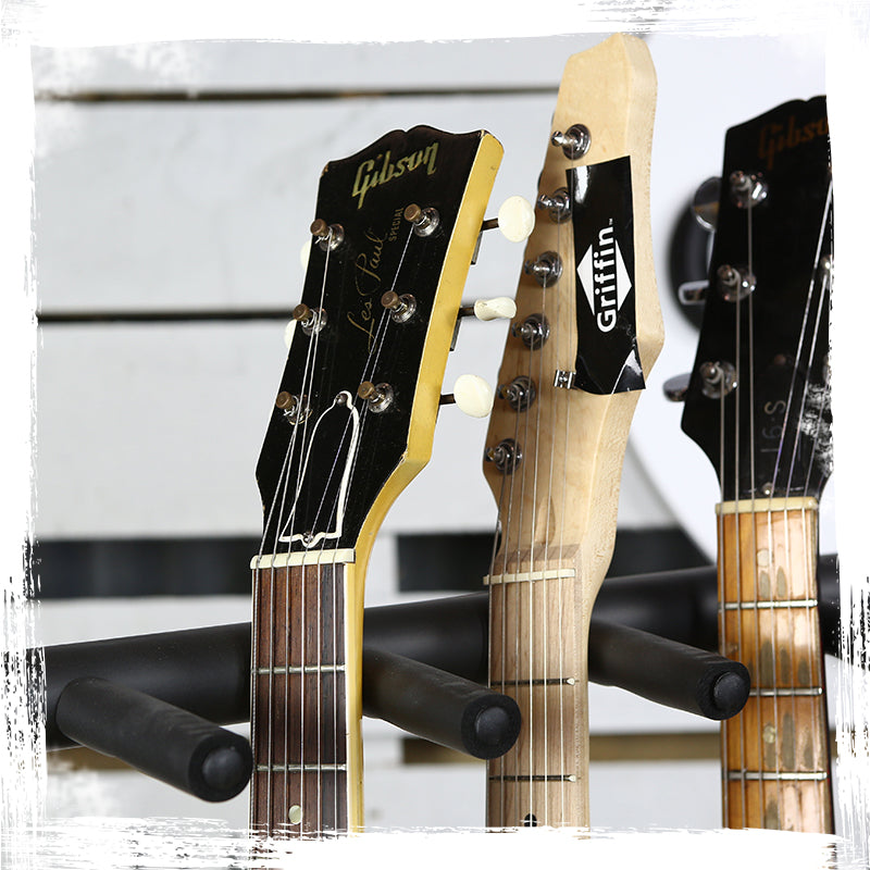 Five Guitar Rack Stand by GRIFFIN | Holder for 5 Guitars & Folds Up For Easy Transport | Neoprene Tubing Accessories | Ideal For Music Bands, Recording Studios, Schools, Stage Performers & Artists