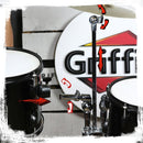 Double Tom Drum Stand with Cymbal Arm by GRIFFIN | Drummers Percussion Set Hardware with Dual Drum Mounts | Medium Duty Tom Holder with Double Braced Tripod Legs | Accommodates All Standard Cymbals