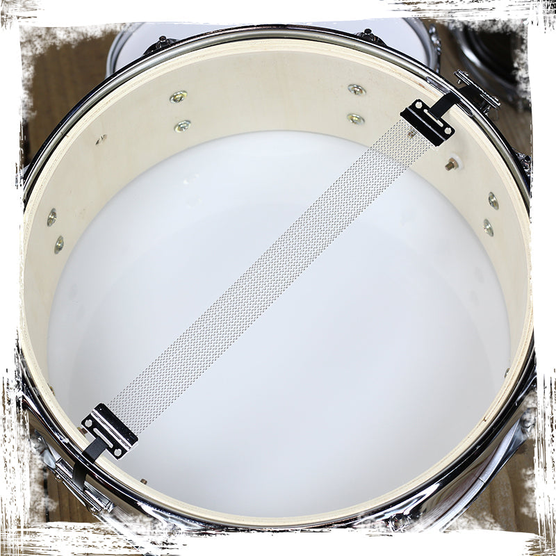 Snare Drum by GRIFFIN - 14" x 5.5" Poplar Wood Shell with Zebra PVC Glossy Finish - Percussion Musical Instrument with Drummers Key for Students