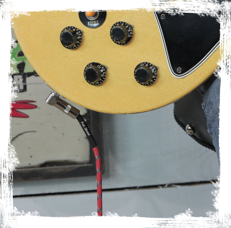 16 PACK - FAT TOAD Guitar Cords Right Angle to Straight-End Instrument Cable Tweed Cloth Jacket | Braided Woven 20FT 1/4 Inch Jack TS for Electric Guitar, Bass, AMP | Shielded 24 AWG Patch Conductor