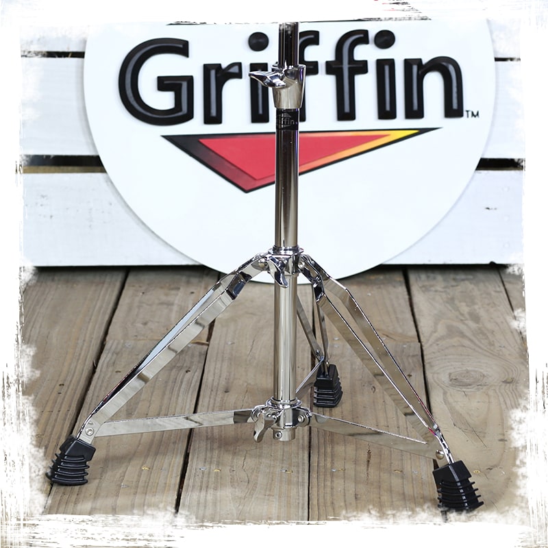 2-PACK- Concert Stand Up Snare Drum Stands by GRIFFIN | Tall Adjustable Chrome Height Stand For Drummers Percussion Practice Pads & Drums | Extended Height Drum Hardware Mount Holder With Basket Clamp