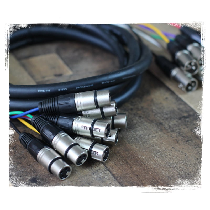 XLR Snake Cable 8-Channel 10ft (2-Pack) by FAT TOAD - Pro-Audio Shielded 3-Pin Balanced Patch Cables for Studio Stage, Live Sound & DJ Mixer