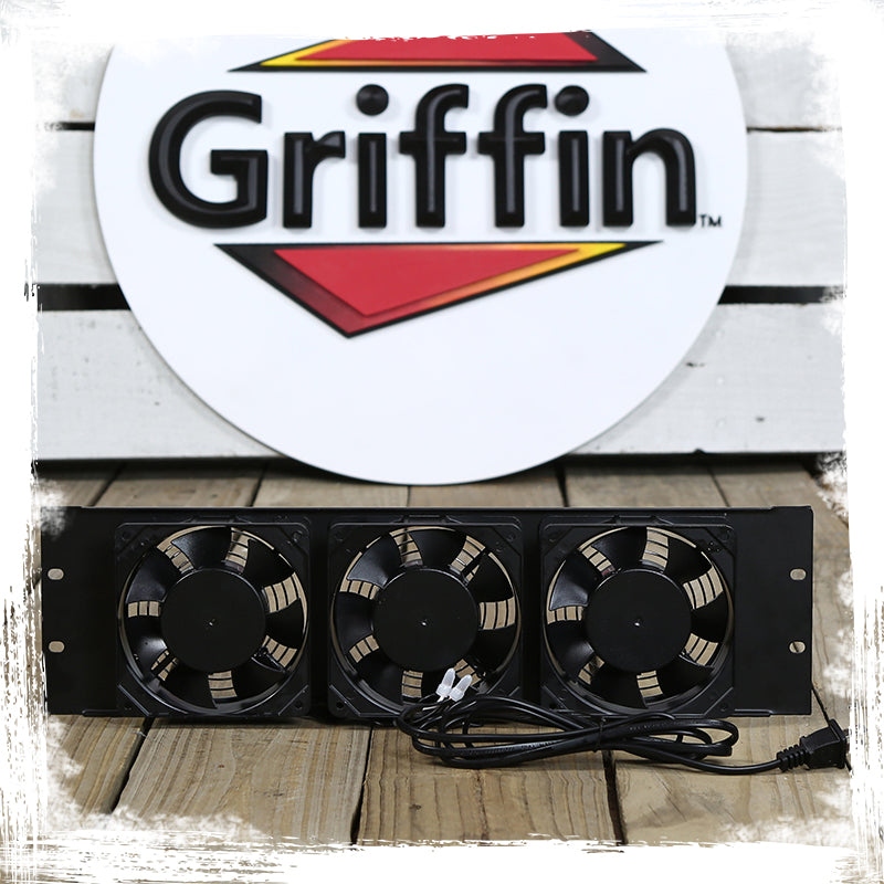 GRIFFIN Rackmount Cooling Fan | 3U Ultra-Quiet Triple Exhaust Fans, Keep Studio Audio Equipment Gear Cool | Rack Mount on Network IT System Server Rails | DJ PA AMP Temperature Control Panel Cabinet