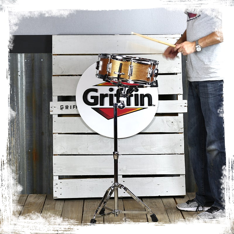 2-PACK- Concert Stand Up Snare Drum Stands by GRIFFIN | Tall Adjustable Chrome Height Stand For Drummers Percussion Practice Pads & Drums | Extended Height Drum Hardware Mount Holder With Basket Clamp