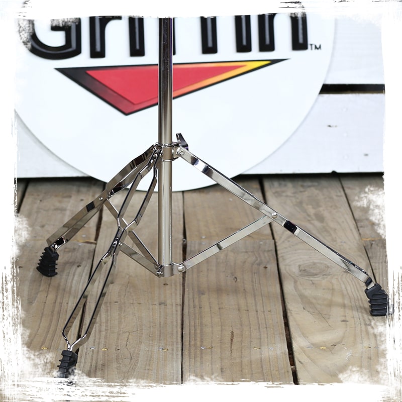 4 PACK - Straight Cymbal Stand Set by GRIFFIN | Double Braced Legs, Slip-Proof Gear Holder & Light-Duty for Mobile Drummers | Percussion Chrome Drum Hardware Kit for Mounting Crash & Splash Cymbals