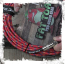 Guitar Cables (2 Pack) Right Angle to Straight-End Instrument Cord Tweed Cloth Jacket by FAT TOAD - Braided Woven 20 FT 1/4 Inch Gold Jack TS
