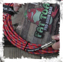 Guitar Cable Right Angled to 1/4 Straight-End Instrument Cord Tweed Cloth Jacket by FAT TOAD - Braided Woven 20FT Quarter Inch Gold Jack TS by GeekStands.com