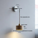 GobekUsa Ash Wood LED Wall Light with Pull Chain Switch, Japanese Style Bedside Lamp