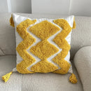 GobekUsa Geometric Tufted Tassel Pillow Cover - Handcrafted Boho Chic Cushion Cover