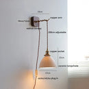 GobekUsa Ceramic Ball LED Wall Lights with Pull Chain Switch for Bedroom Bathroom