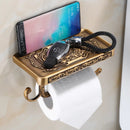 GobekUsa Antique Black Toilet Paper Holder with Phone Shelf