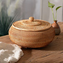 GobekUsa Handwoven Rattan Storage Box With Lid - Kitchen Food Container & Home Organizer