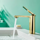 GobekUsa Gold Gray Bathroom Faucet Single Handle Mixer Sink Tap Deck Mounted