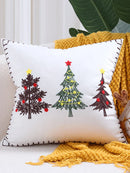 GobekUsa Christmas Tree Embroidered Pillow Covers - Festive Cushion Cover 45x45cm
