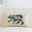 GobekUsa Geometric Elk Design Linen Lumbar Pillow Cover 30X50cm Modern Nordic Home Decor