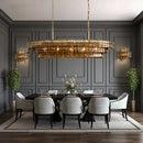 GobekUsa Brown Glass Pendant Lights for Dining Table Chandelier, Oval Clear Round Suspension Lamp