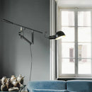 GobekUsa Dimmable LED Wall Lamp, Rotating Long Pole, Swinging Black and White Industrial Design