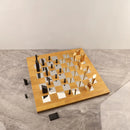 "GobekUsa Geometric Block Chess Set - Wooden Metal Chessboard Home Decor"