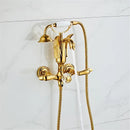 GobekUsa Gold Swan Bathtub & Shower Faucet Set - Wall Mounted Bathroom Mixer Tap