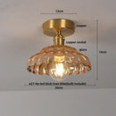 GobekUsa Amber Glass Wood LED Ceiling Light Fixture for Modern Living Room.