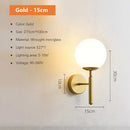 GobekUsa Glass Shade Gold Wall Lamp Bedroom Bedside Spherical Aisle Light