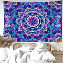 GobekUsa Blue Purple Mandala Tapestry Wall Hanging - Bohemian Abstract Aesthetics