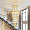 GobekUsa Crystal Duplex Chandelier: Luxe Hollow Design for Living Room, Staircase.