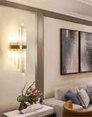 GobekUsa Black Gold Crystal Wall Sconce LED Light for Bedroom Living Room Home Décor