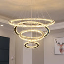 GobekUsa Gold Gloss LED Crystal Ring Chandelier for Modern Luxury Living Room