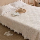 GobekUsa Korean Princess Floral Lace Ruffles Bedspread Set with 100% Cotton Quilting