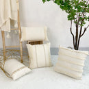 GobekUsa Boho Style Beige Linen Cushion Cover with Tassels for Home Decor