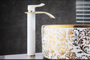 GobekUsa Gold and White Waterfall Bathroom Basin Faucet Mixer Tap Hot Cold Sink