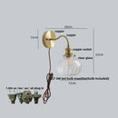 GobekUsa Green Class Ball LED Wall Light Fixture, Copper Socket, Pull Chain Switch