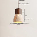 GobekUsa LED Pendant Lamp Yellow Travertine Stone Wood Nordic Modern Hanging Light