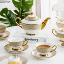 GobekUsa Gold Ceramic Tea Set for Dining Table, Coffee Mug, Teapot, Afternoon Tea & Beverage Container