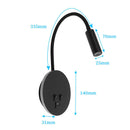 GobekUsa Corded Gooseneck Wall Sconce with USB Port Switch and Cree LED Backlight